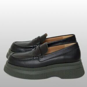 Ganni Black and Green Platform Loafers size 38